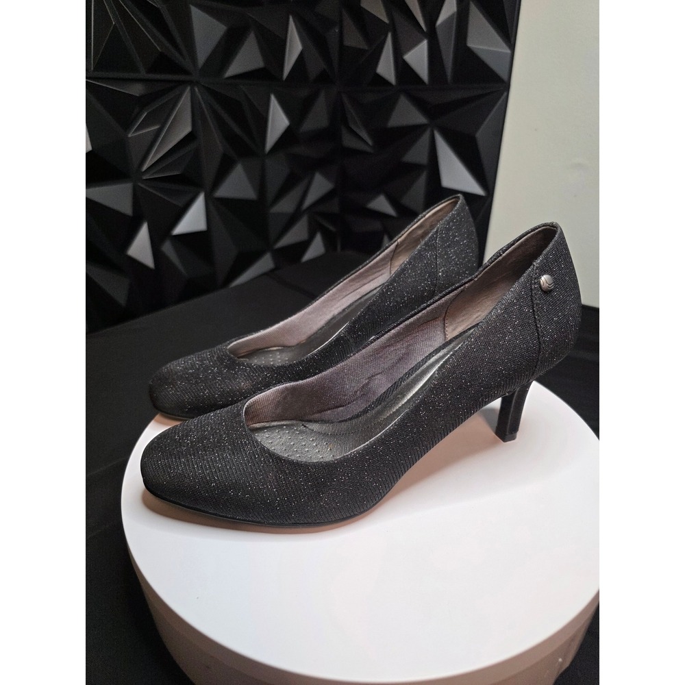 LifeStride Soft System Black Shoes Size 8.5 Shimmer Pumps Kitten Heel Round Toe